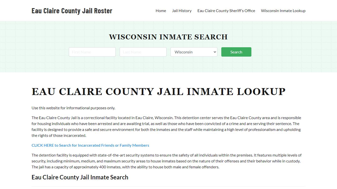 Eau Claire County Jail Roster Lookup, WI, Inmate Search