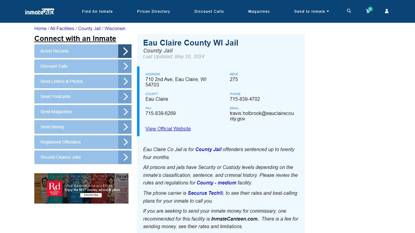 Eau Claire County WI Jail - Inmate Locator